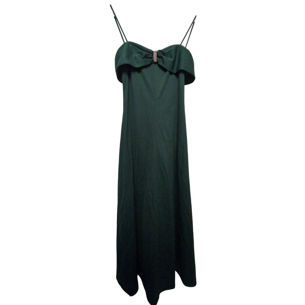 Vintage Sweetheart Neck Gown Maxi Dres Dark Green‎ Formal Glam Union Made